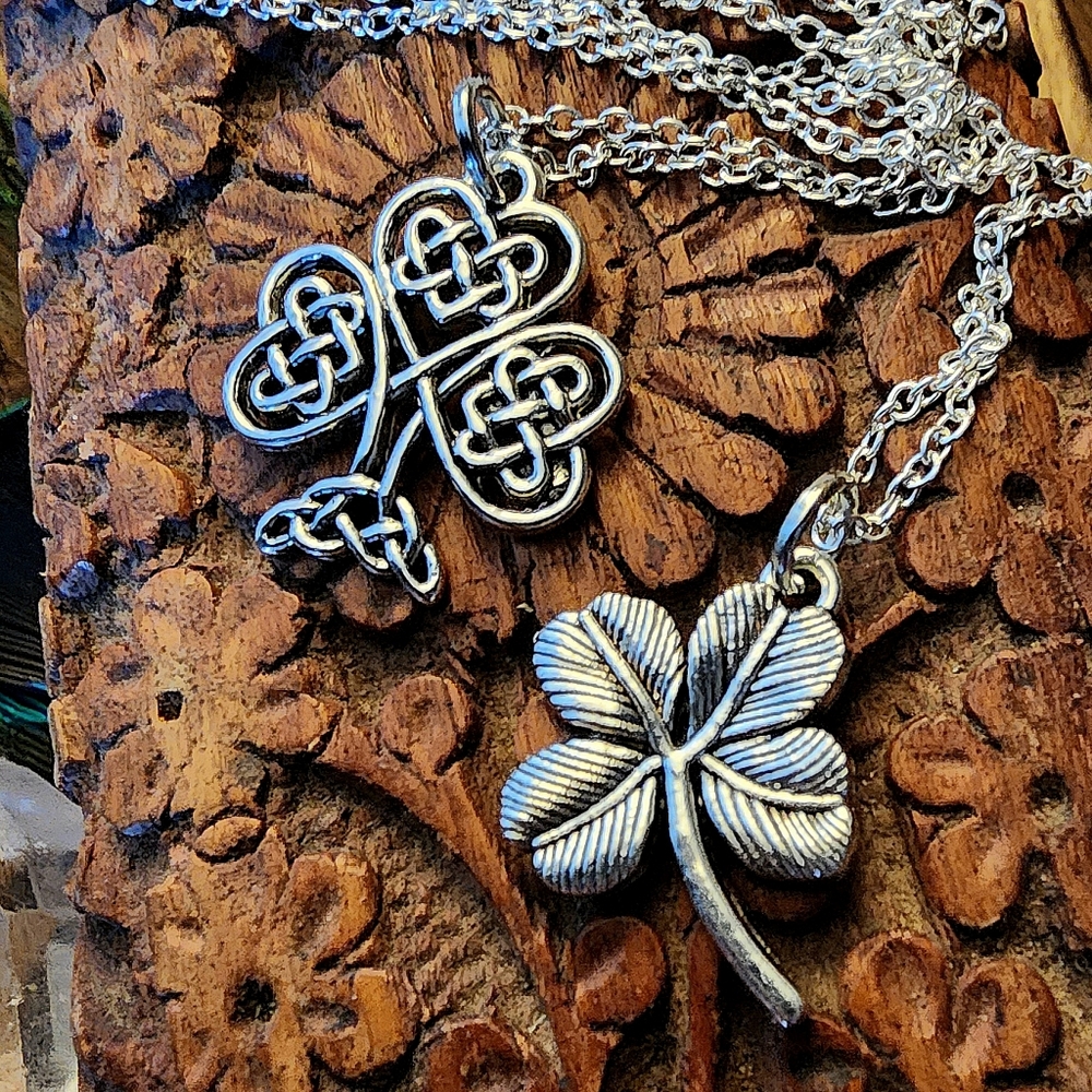Celtic Shamrock 925 Silver Necklace St. Patrick's Day Gift Irish Clover Pendant